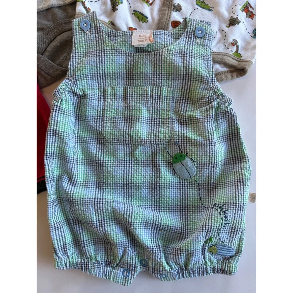 Baby Boy Clothes Lot 0-3 Months OshKosh Romper Bodysuits Puppy Sweater Vest 4pc